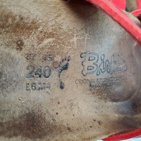 Birkenstock Shoes Womens EU 37 US 6-6.5 Red Leather Birkis Florida Sandals *Read - Picture 8 of 12